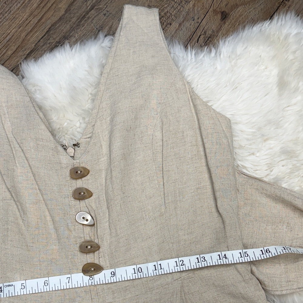 Maeve by Anthropologie Linen-Blend Wide Leg Jumpsuit in Beige size 8 - Picture 9 of 10